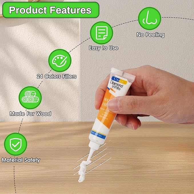 Wood Furniture Repair Kit,24 Colors Wood Fillers,Scratch Repair Covers & Removers for Repairing Scratches,Cracks,Dings and Holes in Cabinets, Cut Panels(Brown Series)