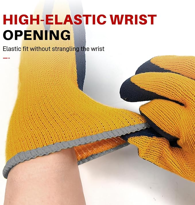 Electrical Insulated Gloves, 500V High Voltage Resistance Electrician Safety Gloves, Rubber Non Slip Work Gloves (500V|Poly-Cotton insulated, Large)