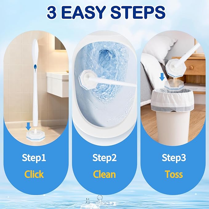 100 Count Toilet Wand Refills - Disposable Toilet Brush Refills with 5X Cleaning Power Toilet Bowl Cleaner, Replacement Heads for Toilet Cleaning, 360° Efficient Cleaning | No Falling Apart