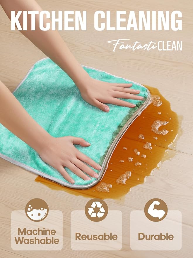 Fantasticlean Microfiber Car Detailing Towels, Car Drying Towel with Edge, Plush, Coral Fleece, 700GSM, 16" x 16", 12 Pack, Scratch-Free, Ultra Absorbent, Car RV Boat Home Cleaning (Grey and Green)