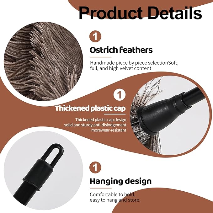 Ostrich Feather Duster-14.9 Inch Mini Natural Feathers Dusters with Plastic Handle Reusable Handheld for Cleaning Supplies Home Car Office(10pcs)
