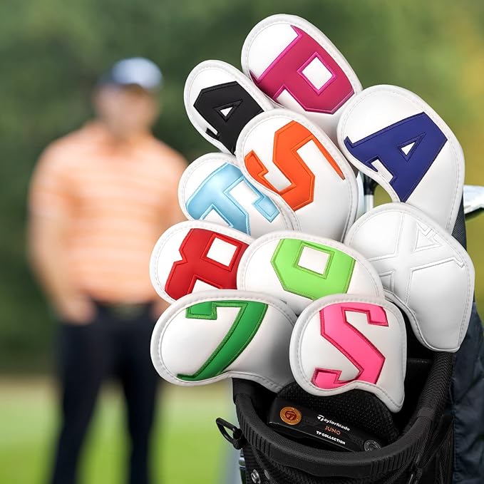 CRAFTSMAN GOLF 12pcs or 1pc Thick Synthetic Leather Golf Iron Head Covers Set Headcover Fit All Brands Callaway Ping Taylormade Cobra Etc. Also Custom Name