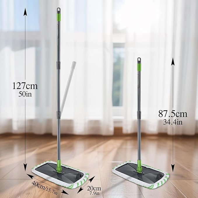 MASTERTOP Dust Mop for Hardwood Floors, Extra Large Microfiber Flat Mop with 5 Wet & Dry Reusable Pads, Hardwood Mops with Telescopic Handle for Laminate, Tile, Vinyl