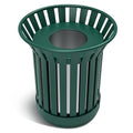 8Gallon/30L Commercial Outdoor & Indoor Metal Trash Can, Outdoor Slatted Trash Receptacle with Metal Linner, All Weather Resistant Large Outside Zone Round Garbage Bin for Street, Park, School - Green