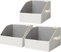 StorageWorks Closet Storage Bins, Trapezoid Organizer Box for Shelves, Fabric Clothes Bin, Foldable Organizing Baskets with Handles, Small, 3-Pack, Mixing of Beige, White & Ivory