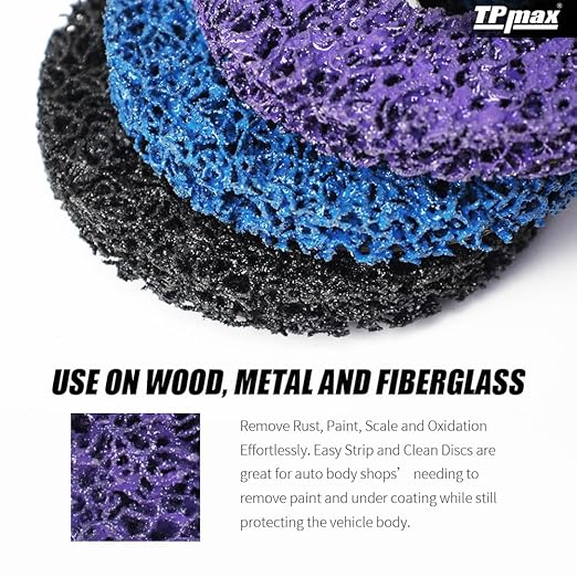 4-1/2" x7/8'' Stripping Discs Rust Remover Wheel Remove Paint and Oxidation Poly Strip Wheel Disc Abrasive Angle Grinding Wheel - 3 Pack(Purple/Blue/Black)