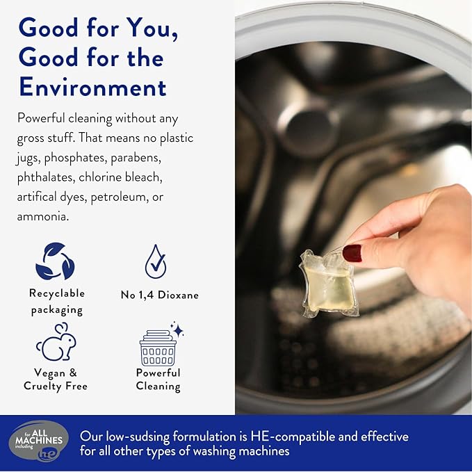 The Clean People Laundry Detergent Pods - Hypoallergenic Laundry Pods - Ultra Concentrated, Recyclable Packaging, Stain Fighting - Lavender, 192 Pack