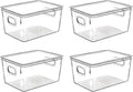 Clear Plastic Storage Bins with Lids, Perfect for Kitchen Organization or Pantry Organization and Storage, Stackable Fridge Organizer Bins, Storage Containers for Organizing, Cabinet Organizers