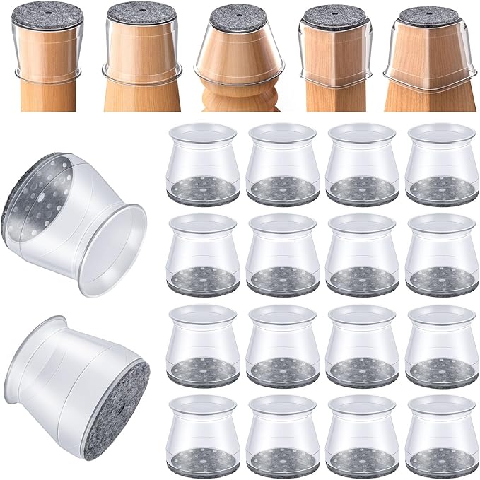 16 Pcs Chair Leg Protectors for Hardwood Floors, Silicone Felt Furniture Leg Cover Pad for Protecting Floors from Scratches and Noise, Smooth Moving,Large(Fit Round Diameter：1-5/16" to 2")