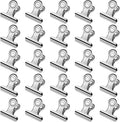 30 Pack Small Bull Clips 0.87 Inch Mini Metal Hinge Clips Binder Paper Hinge Clip for Office, Home, School, Shops, Silver, 22mm