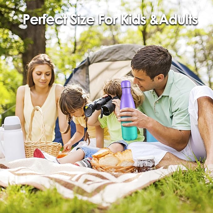 17oz Cola-Bottle Shaped Stainless Steel Leak-proof Water Bottle,Double Wall Vacuum Insulated Metal,Travel Mug For Sports Indoors & Outdoors,BPA-Free Kids Flasks,Purple Green(4Pack)
