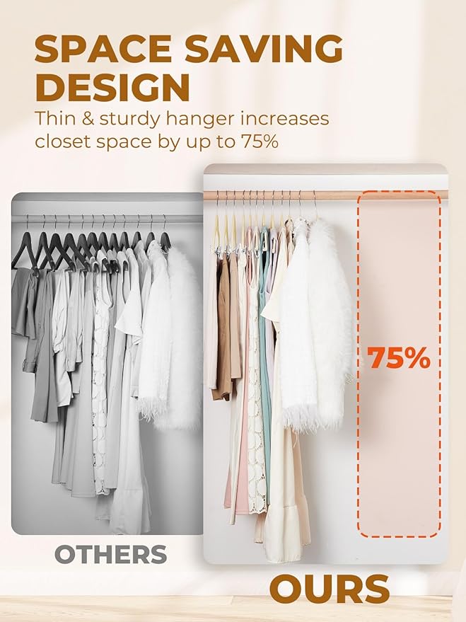 HOUSE DAY Velvet Skirt Hangers 24 Pack, Beige Velvet Pant Hangers with Adjustable Clips, Space Saving Slim Shorts Hanger, Heavy Duty Non Slip Clip Hanger for Pants, Skirts, Shorts