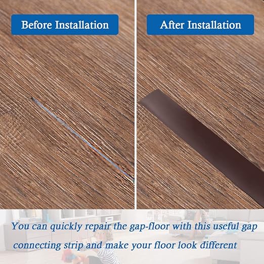 Floor Transition Strip Self Adhesive Floor Cover Strips Laminate 3" Wide Vinyl Flat Divider Transitions (7.5cm, 3.3Ft, Brown)