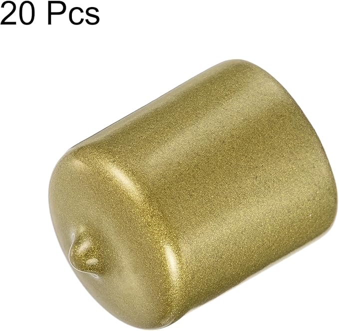 uxcell 20pcs Rubber End Caps 26mm(1 Inch) ID Vinyl Round Tube Bolt Cap Cover Thread Protectors Gold