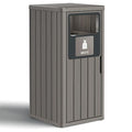 Outdoor Trash Can Waterproof Resin Garbage Can with Garbage Labels Outdoor Trash Bin for Patio, Garden,Kitchen