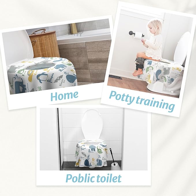 Blissful Diary 30 Pcs Toilet Seat Covers Disposable for Toddlers & Adults, Extra Large Waterproof, Portable Package for Travel, Kids Potty Training