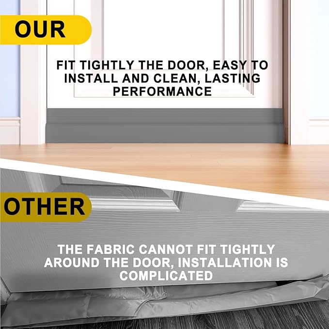 Door Draft Stopper,Door Sweep for Bottom of Doors,Weather Stripping Seal Draft Guard Blocker Noise Cold Air Insulation Soundproofing for Exterior Interior Home Improvement(Grey, 78")