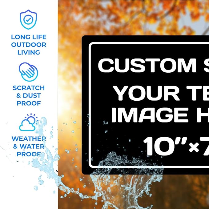 Personalized Aluminum Weatherproof Metal Signs - Custom Text & Picture, Multiple Sizes - Hazard, Garden, Custom Door & Business Signs
