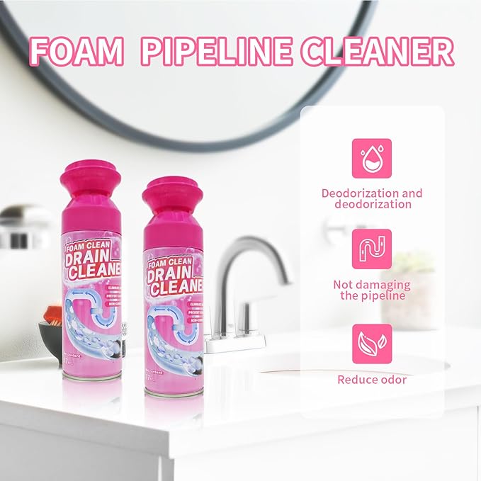 Foam Drain Cleaner, Drain Sink Cleaner and Deodorizer, Clog Remover for Kitchen, Sinks, Tubs (1 Pc)