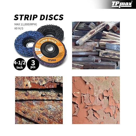 4-1/2" x7/8'' Stripping Discs Rust Remover Wheel Remove Paint and Oxidation Poly Strip Wheel Disc Abrasive Angle Grinding Wheel - 3 Pack(Purple/Blue/Black)
