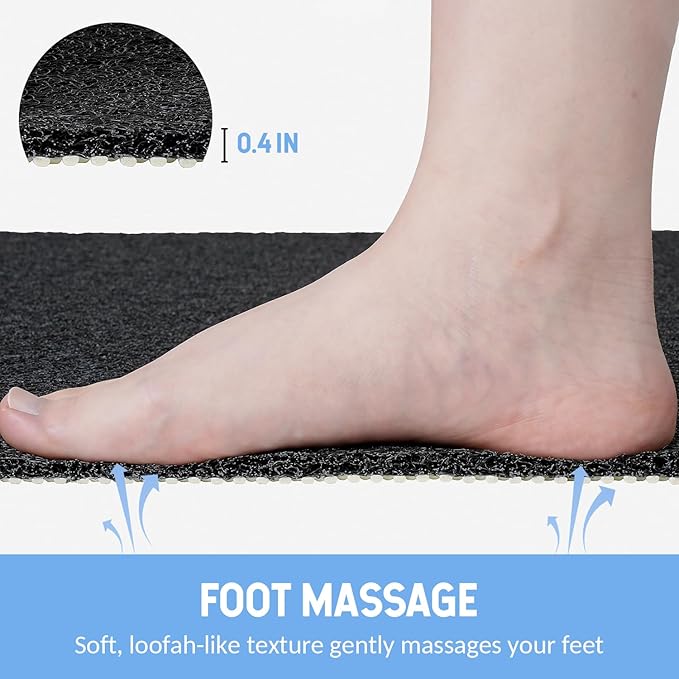 Non-Slip Bathtub Mat, Anti Slip Shower Mat, Fast Drying Bathtub Mats, Foot Scrubber Mat, Anti Slip Mat for Tub, Floor, Bathroom, Kitchen, Home, Hotel (Black 24"×24")