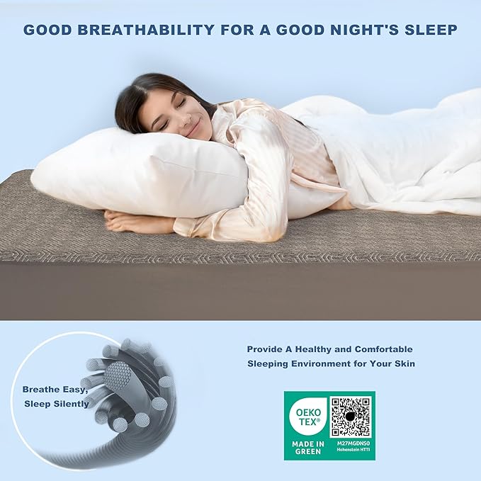 GRT Twin Mattress Protector Waterproof, Breathable Bamboo Charcoal Fiber Mattress Cover, Noiseless and Odor Free Upgraded Mattress Protector with Double-Barrier Protection, 8"-26" Deep Pocket