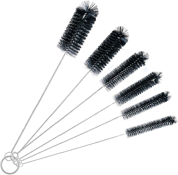 Straw Cleaner Brush Set,6 Piece 12" Long Pipe Tube Bottle Brushes for Cleaning Narrow Neck Bottles,Coffee Maker,Glass Cups