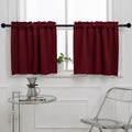 Pickluc Rod Pocket Tier Curtain - Half Blackout Curtain for Kitchen, Bathroom, Cabinet, Basement, 42 Inches Wide and 36 Inches Long, Burgundy Red, 2 Panels