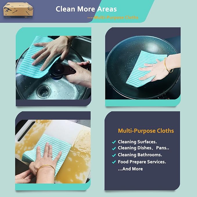 Heavy Duty Wipes Dish Cloths 50Pieces Reusable Wipes Multi-use Cleaning Cloths Towels