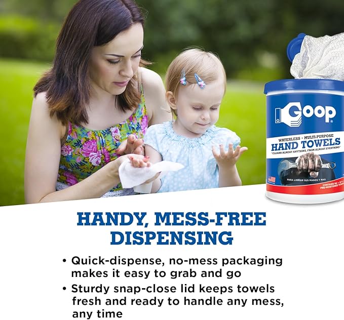 GOOP Multi-Purpose Waterless Hand Cleaner Towels - 90, 10" x 12" Towels
