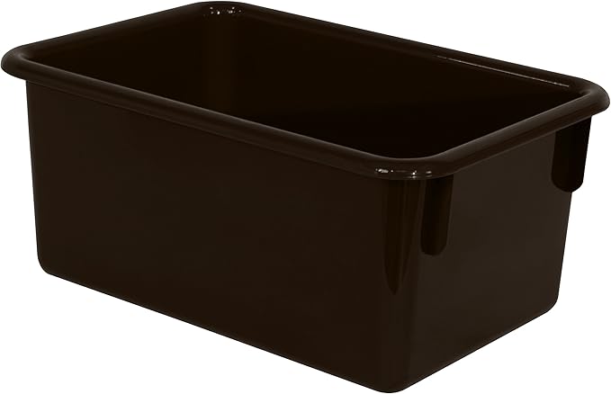 Wood Designs Cubby Storage Bin, Heavy Duty Plastic Containers for Kids Brown Cubby Tray Set of 30