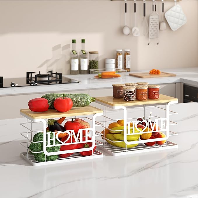Trash Bag Holder, Thipoten Trash Bags Dispenser with Bamboo Top, Suitable for Garbage Bags Purchased Online or Supermarket, Perfect Storage Organizers for Cabinet, Under Sink (White, 2pack-XL/L)