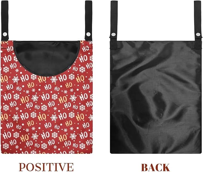 Clothespin Bag with Large Capacity for Mini and Wooden Clothespins with Large Opening Storage Organizer Laundry Hanging Bag - Christmas
