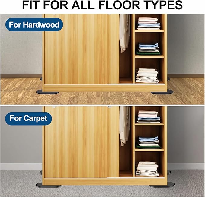 Reusable Large Furniture Sliders for Carpet, Furniture Movers Sliders, Carpet Movers Oval Heavy Duty Sofa Bed Table Desk Movers for Carpet –Quickly and Easily Move Any Item, Black (8 Pack)