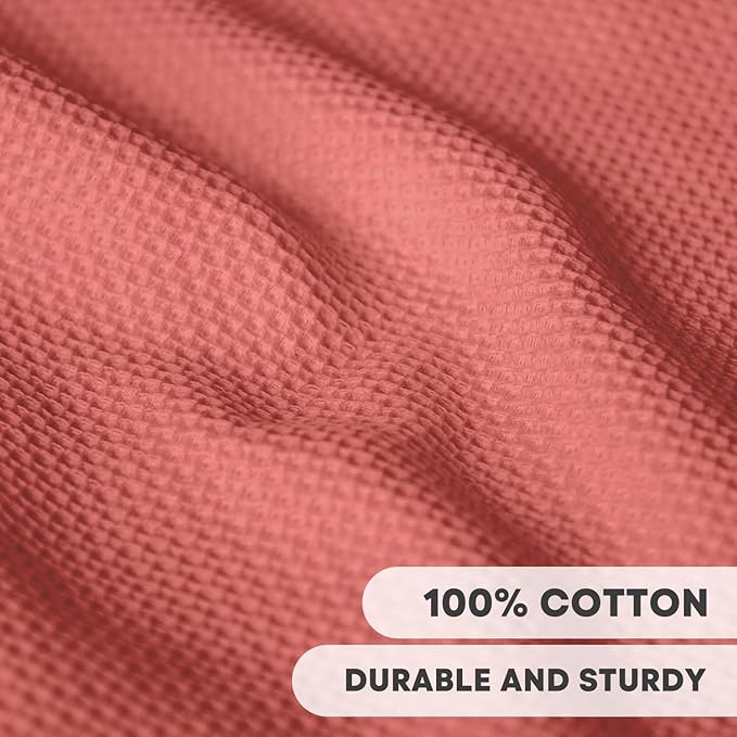 Artoid Mode 100% Cotton Red Waffle Weave Kitchen Dish Cloths, 12x12 Inch Ultra Soft Absorbent Quick Drying Kitchen Dish Towels Set of 6