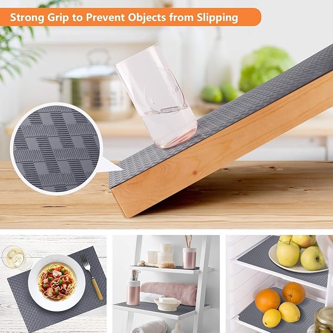 Shelf Liners for Kitchen Cabinets Refrigerator Liners Waterproof & Oil-Proof Kitchen Cupboard Liner Durable Plastic Drawer Mats EVA Material Non Adhesive Fridge Liner for Shelves 35.4 x 236.2 Inches
