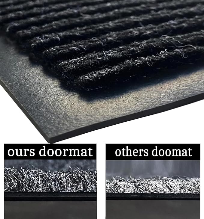 SRDDQLC Door Floor Mat Commercial Grade Large Size Heavy Duty Tough Entry Collection Slip Skid Entrance Mat with Rubber Backing Low Profile and Easy to Clean Indoor Outdoor Rug,3x4FT,Black