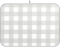 Buffalo Plaid Gray White Dish Drying Mat for Kitchen Countertop 18x24 Chessboard Rectangle Large Drying Mat Reusable Quick Dry Dish Sink Absorbent Mats Dishwasher Easy Clean Decorative Home Essentials