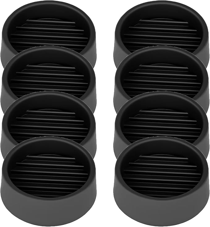 Non Slip Furniture Pads, 1.5” Round Rubber Caster Cups, 8 Pcs Furniture Coasters, Anti-Slip Gripper, Anti Slide Furnitures Feet Floor Protectors for Bed Couch Stoppers - Black