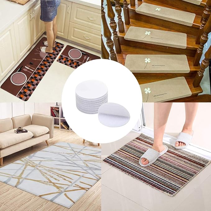 BRAVESHINE Adhesive Stickers- Removable Heavy-Weight Round Sticky Tapes Wall Mounting Tapes White Hook and Loop Tape for Home or Office Use -12 Sets,2 Inch