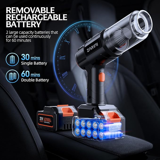 Car Vacuum Portable Cordless, 40000Pa High Power Dust Buster, 6-in-1 Handheld Vacuum Cleaners for Home, Car, Pet Hair, Keyboard, Black
