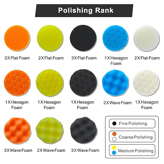 Car Foam Polishing Buffing Kit, Polishing Buffing Pads, Wool Pads,Polishing & Buffing Wheels, for Headlights & Body Foam Wax & Buffer Kits (27)