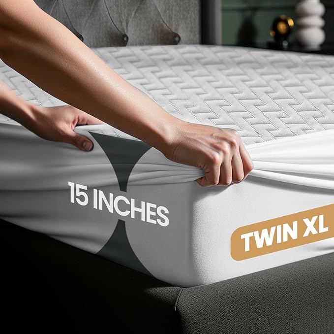 Utopia Bedding Waterproof Mattress Protector Twin XL (College Dorm Room) Size, Premium 3D Air Soft Fabric Mattress Cover, Fits 15 Inches Deep, Breathable, Fitted Style with Stretchable Pockets