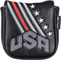 Big Teeth Golf Cover USA Stripe and Star Headcover Covers, Driver Fairway Wood Hybrid Headcovers Fits Blade Mallet Putter Iron and Woods with Magnetic Club Protector Pu Leather Golf Accessories