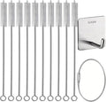 10Pack Straw Cleaner Brush- Long Stainless Steel Straw Brush for Cleaning Reusable Drinking Straws, Water Bottles and Pipes(9 * 0.4-inch)