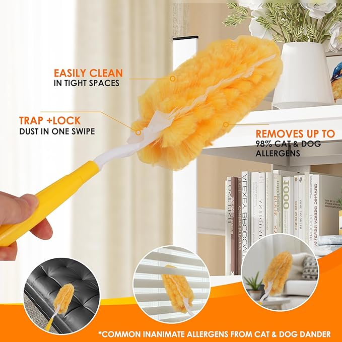 50 Count Duster Refills,Static Dust Removal Brush Disposable Replacement Head Compatible with Swiffer Duster Refills for Dusting Electronics,(50 Count Refills+1Handle)