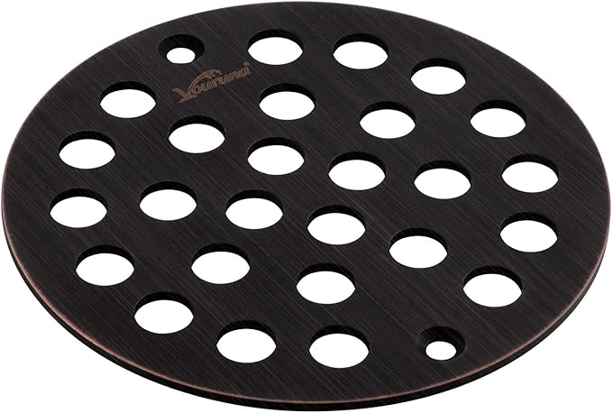 4-Inch Screw-in Shower Strainer Drain Cover Replacement Floor Strainer (Oil Rubbed Bronze) (Isn't Black)