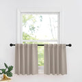 RYB HOME Small Window Curtains - Blackout Insualting Privacy Curtains for Kids Bedroom Kitchen Bathroom Basement Cafe Cabinet Tiers Drapes, 34 Width x 24 Length, 2 Panels, Sand