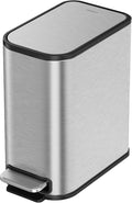 Cesun Small Bathroom Trash Can with Lid Soft Close, Step Pedal, 5 Liter / 1.3 Gallon Stainless Steel Garbage Can with Removable Inner Bucket, Waste Basket for Bathroom, Bedroom (Silver)
