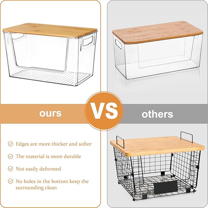 Pantry Organizers Storage, 2 Pack Stackable Kitchen Counter Bins for Onion Potato Garlic, Fruit Vegetable Produce Storage Space-Saving Countertop Organizer (12" x 7" x7")